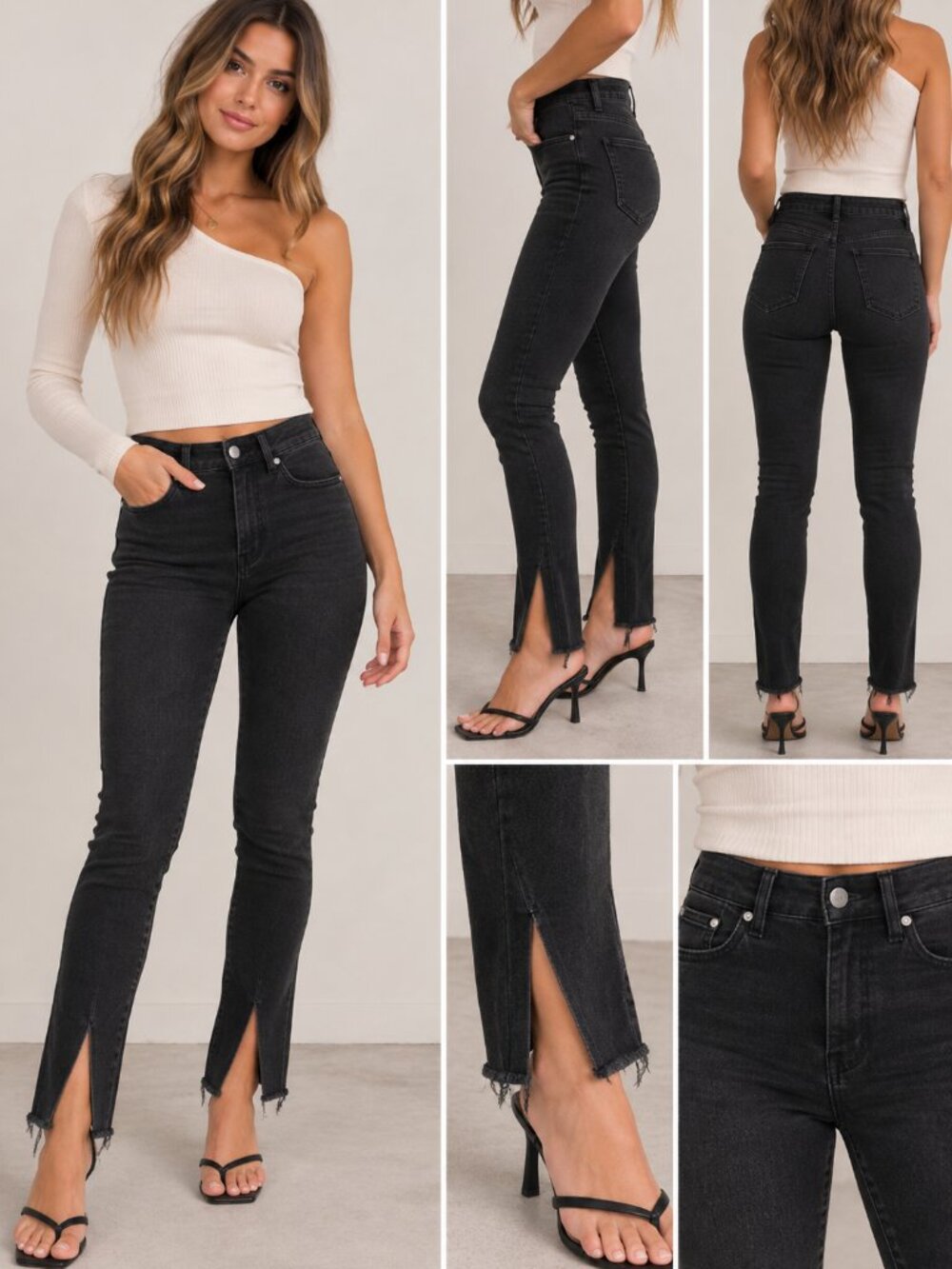 Abercrombie & Fitch Women’s High Rise Skinny Jeans Black Front Slit Hem 6